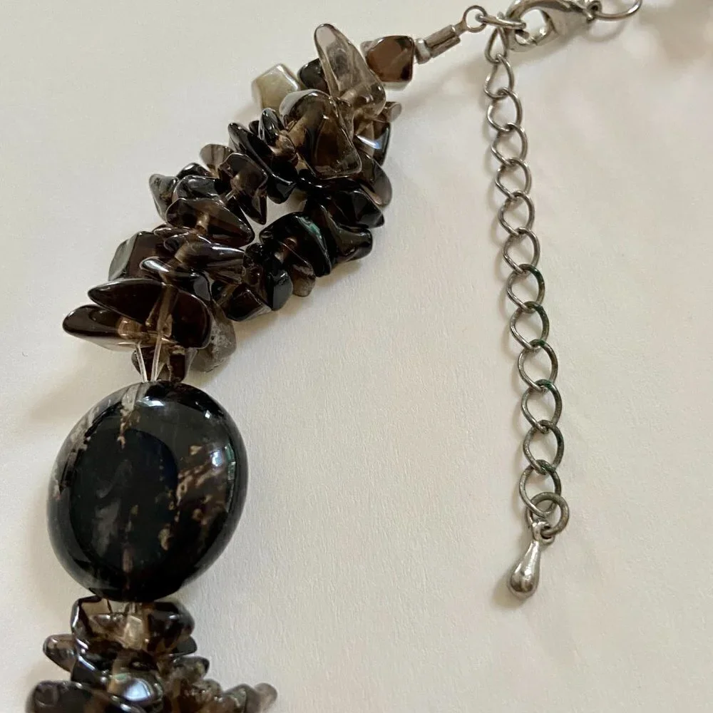 Beautiful Black Summer Chic Beaded Chunky Necklace